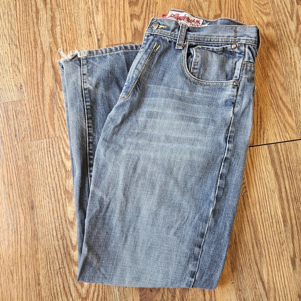 Y2K‎ Akademiks Medium Wash Baggy Embroidered Grunge Jeans Size 32 x 30 - Picture 2 of 16